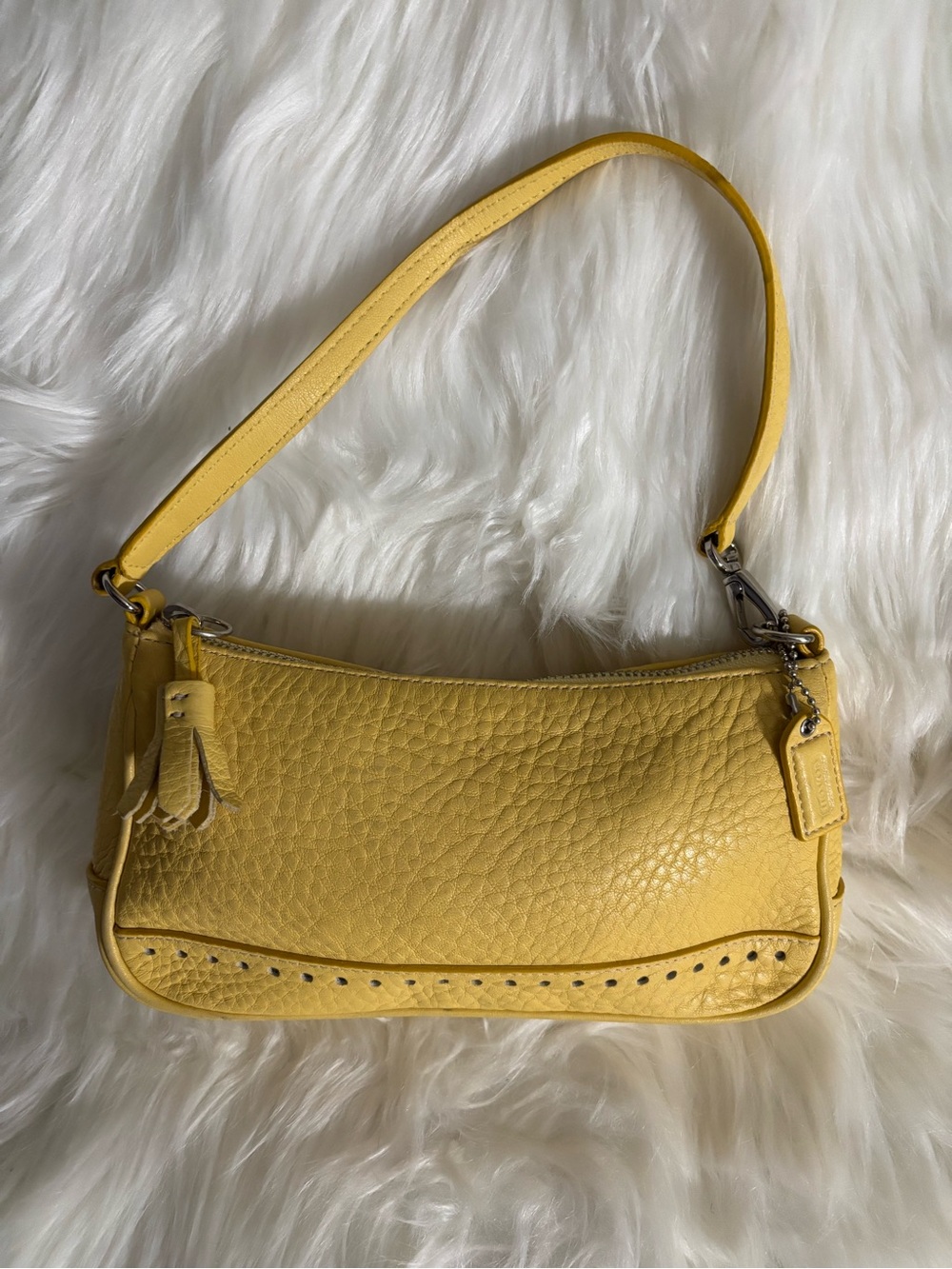Coach Hampton Demi Baguette Pebbled Leather Handbag